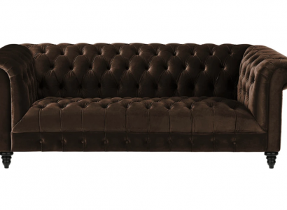 Brown velvet couch luxury upholstery Chesterfield furniture sofa with buttons three-seater